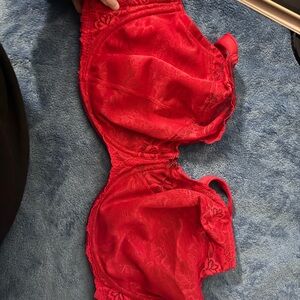 Unlined full coverage red lace